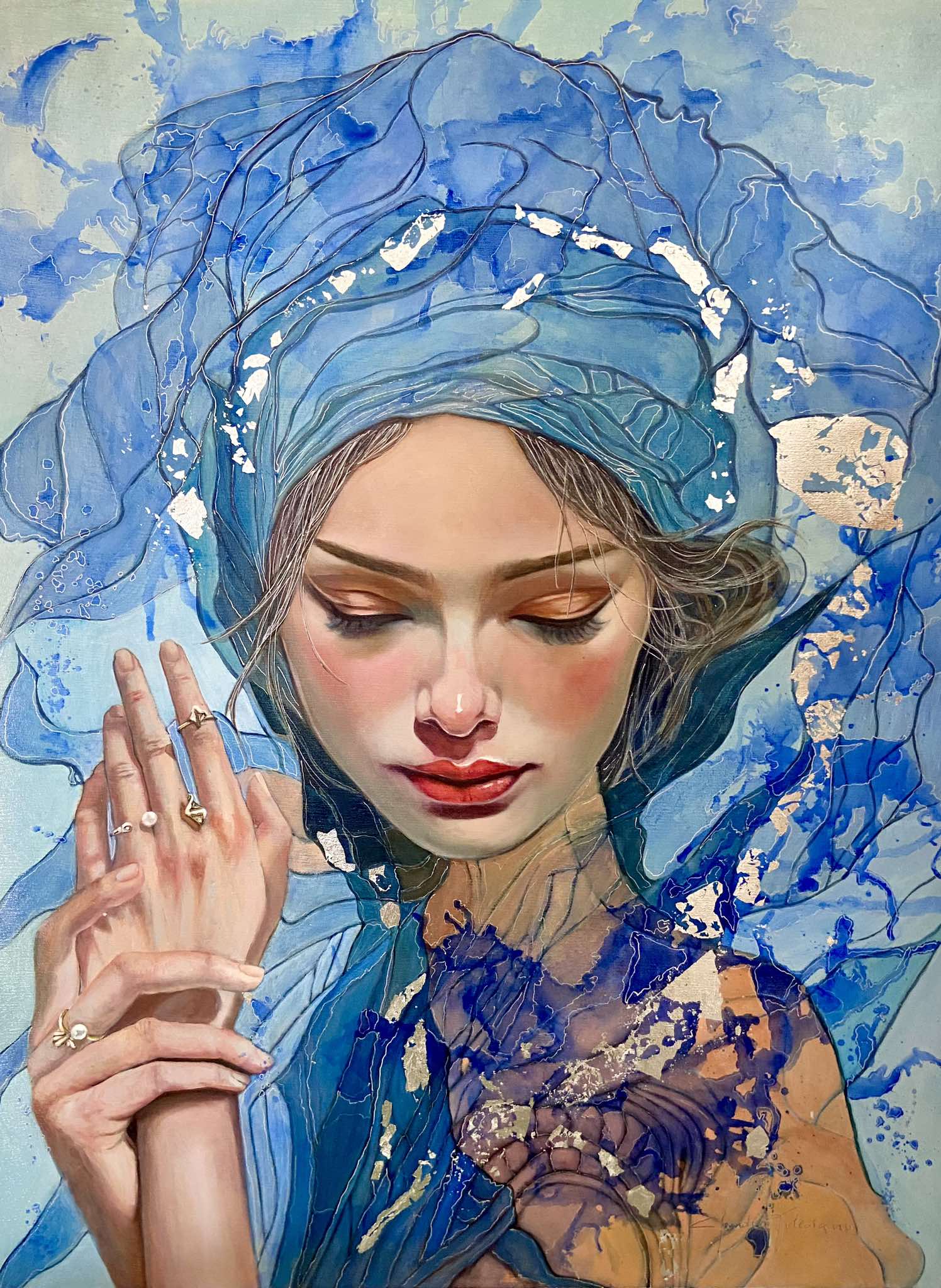 5- Claudia Toledano - Ophelia Gallery - ´´Transparencias 6 La Dama de los tules azules´´ Oleo 60x80cm - 1400